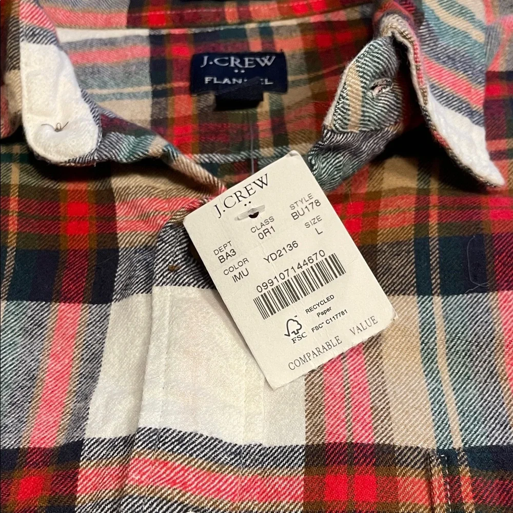 NWT-J. Crew Red and Green Plaid Casual Shirt